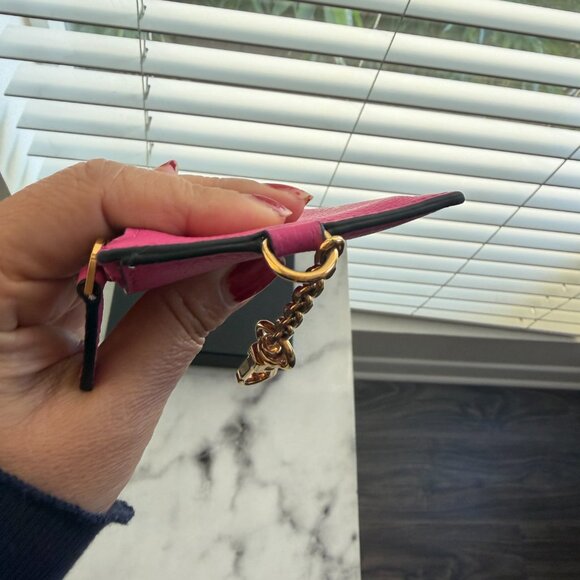 Versace La Medusa Fuchsia Leather Card Holder Wallet Keychain – Gold Medusa - Picture 8 of 13